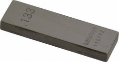 Mitutoyo - 0.133" Rectangular Steel Gage Block - Accuracy Grade AS-1, Includes Certificate of Inspection - Exact Tool & Supply