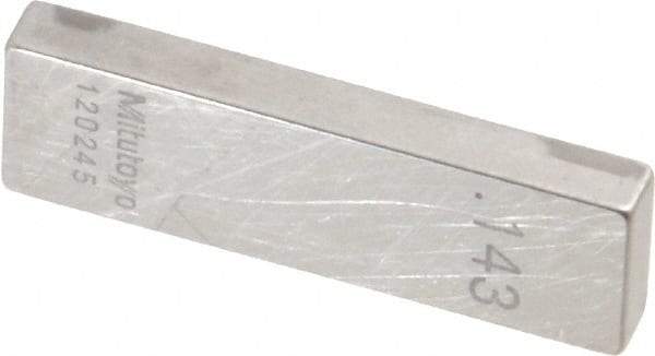 Mitutoyo - 0.143" Rectangular Steel Gage Block - Accuracy Grade AS-1, Includes Certificate of Inspection - Exact Tool & Supply