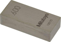 Mitutoyo - 0.6" Rectangular Steel Gage Block - Accuracy Grade AS-1, Includes Certificate of Inspection - Exact Tool & Supply