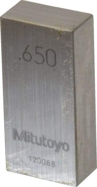 Mitutoyo - 0.65" Rectangular Steel Gage Block - Accuracy Grade AS-1, Includes Certificate of Inspection - Exact Tool & Supply