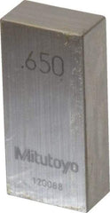 Mitutoyo - 0.65" Rectangular Steel Gage Block - Accuracy Grade AS-1, Includes Certificate of Inspection - Exact Tool & Supply