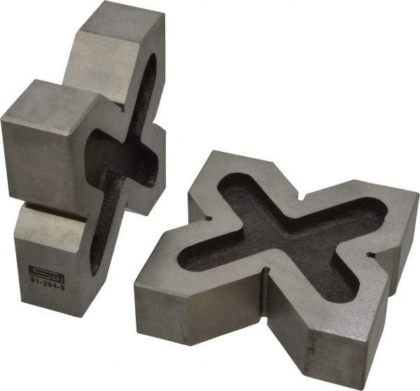 SPI - 3/4 to 2" Capacity, 90° Angle, Cast Iron 4-Way V-Block - 4" Long x 1-3/16" Wide x 4" High, Sold as Matched Pair - Exact Tool & Supply