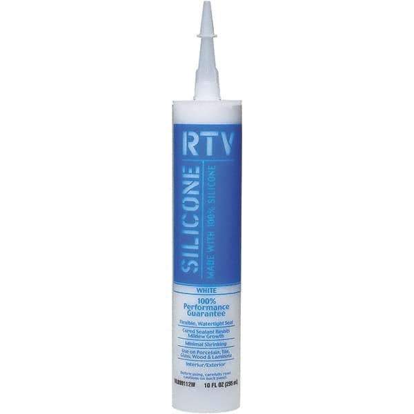 White Lightning - 10 oz Tube White RTV Silicone Sealant - 5 to 7 Days Full Cure Time - Exact Tool & Supply