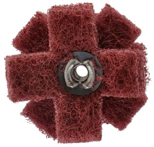 Standard Abrasives - 1-1/2" Diam Medium Density Cross Buff - 3 Plys, 8-32 Thread, Very Fine Grade, 20,000 Max RPM - Exact Tool & Supply