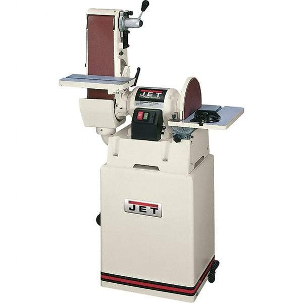 Jet - 48 Inch Long x 6 Inch Wide Belt, 12 Inch Diameter, Horizontal and Vertical Combination Sanding Machine - 2,500 Ft./min Belt Speed, 1-1/2 HP, Single Phase - Exact Tool & Supply