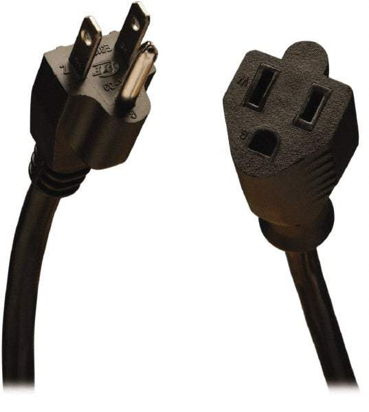 Tripp-Lite - 15', 18/3 Gauge/Conductors, Black Indoor Replacement Cord - 0 Receptacles, 10 Amps, 120 VAC, UL SJT, NEMA 5-15P - Exact Tool & Supply