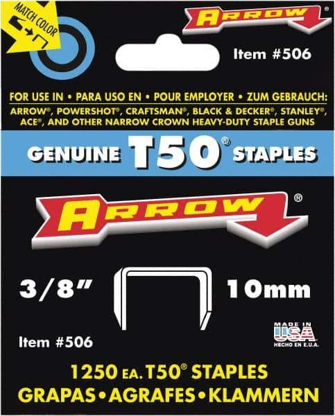 Arrow - 3/8" Wide High Carbon Steel Heavy-Duty Staples - 3/8" Leg Length - Exact Tool & Supply