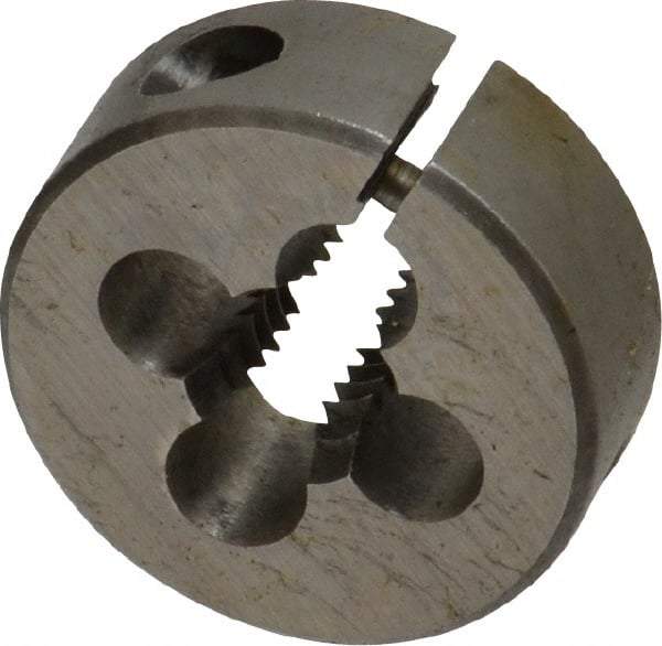 Cle-Line - 5/16-18 UNC Thread, 1" Outside Diam Carbon Steel Round Die - 3/8" Thick, Right Hand Thread, Adjustable - Exact Tool & Supply