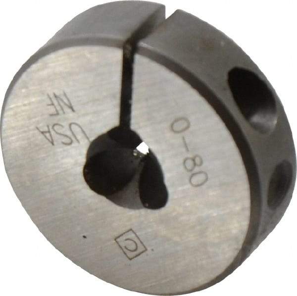 Cle-Line - #0-80 UNF Thread, 13/16" Outside Diam Carbon Steel Round Die - 1/4" Thick, Right Hand Thread, Adjustable - Exact Tool & Supply