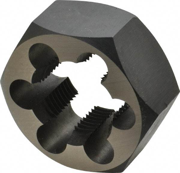 Cle-Line - 1-1/4 - 12 UNF Thread, 2-3/16" Hex, Hex Rethreading Die - Carbon Steel, 1" Thick, Series 0650 - Exact Tool & Supply