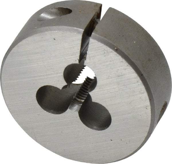 Cle-Line - 1/4-28 UNF Thread, 1-1/2" Outside Diam Carbon Steel Round Die - 2" Thick, Right Hand Thread, Adjustable - Exact Tool & Supply