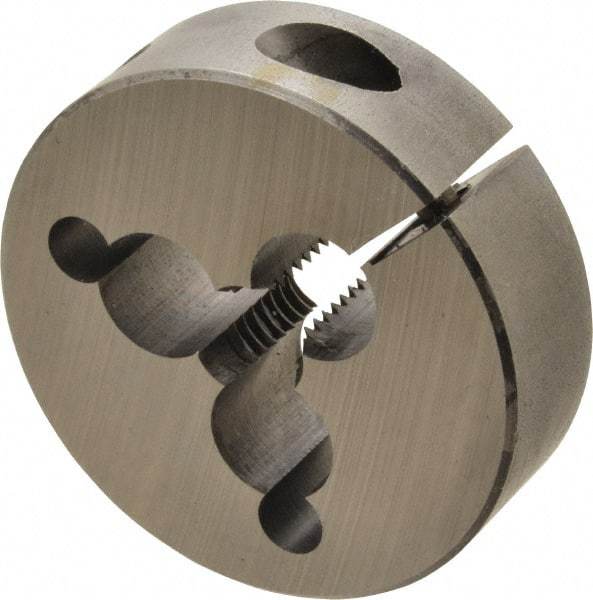 Cle-Line - 3/8-16 UNC Thread, 2" Outside Diam Carbon Steel Round Die - 5/8" Thick, Right Hand Thread, Adjustable - Exact Tool & Supply