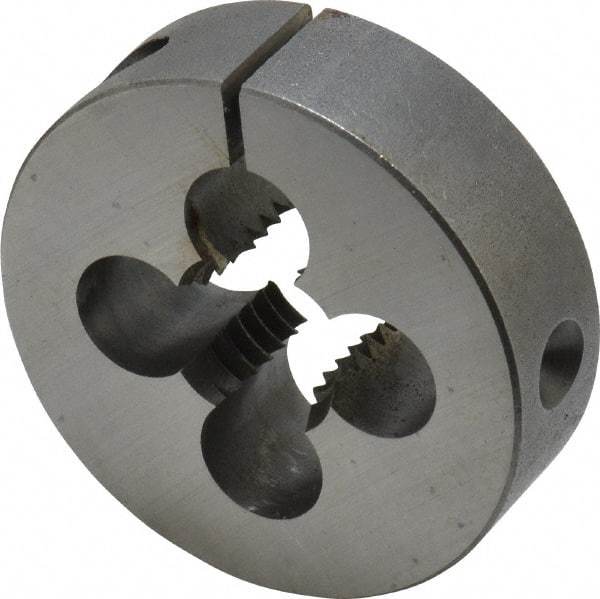 Cle-Line - 1/4-20 UNC Thread, 2" Outside Diam Carbon Steel Round Die - 5/8" Thick, Right Hand Thread, Adjustable - Exact Tool & Supply
