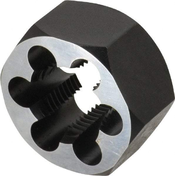 Cle-Line - 1-12 UNF Thread, 1-13/16" Hex, Hex Rethreading Die - Carbon Steel, 1" Thick, Series 0650 - Exact Tool & Supply