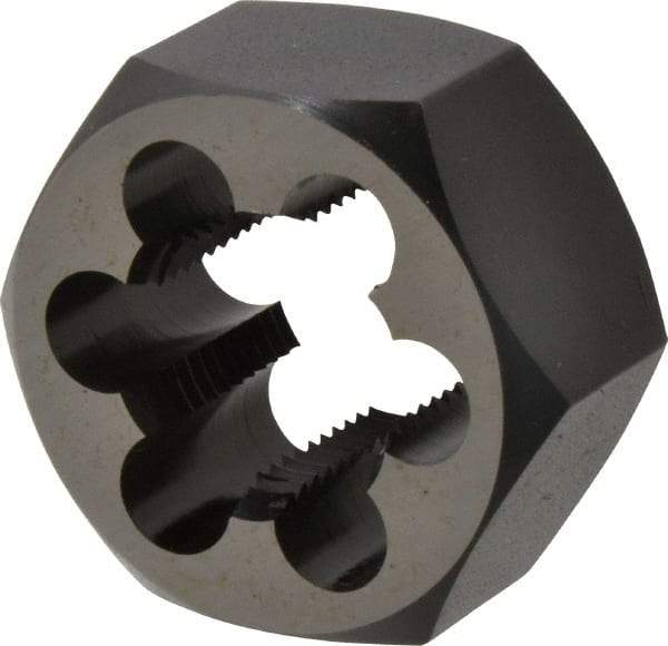 Cle-Line - 7/8-14 UNF Thread, 1-5/8" Hex, Hex Rethreading Die - Carbon Steel, 7/8" Thick, Series 0650 - Exact Tool & Supply