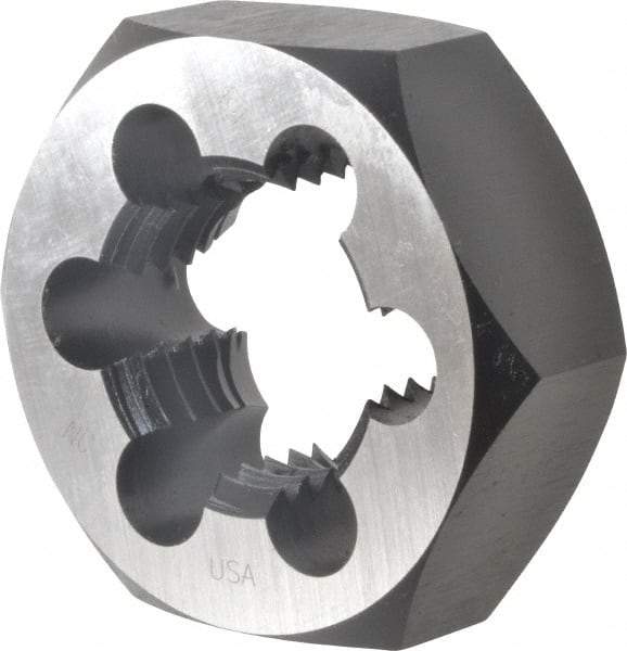 Cle-Line - 1-1/2 - 6 UNC Thread, 2-9/16" Hex, Hex Rethreading Die - Carbon Steel, 1" Thick, Series 0650 - Exact Tool & Supply
