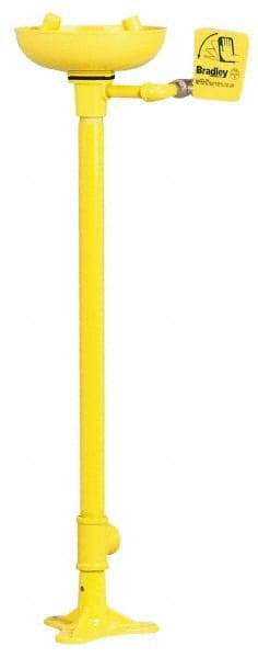 Bradley - Pedestal Mount, Plastic Bowl, Eyewash Station - 1/2" Inlet, 30 psi Flow, 0.4 GPM Flow Rate - Exact Tool & Supply