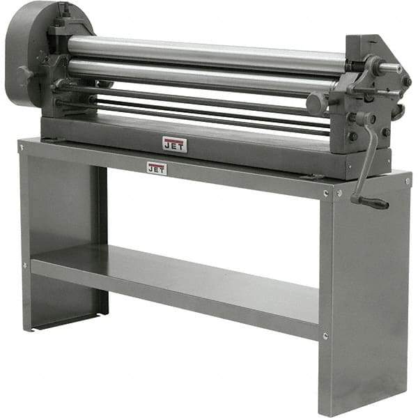 Jet - Bench Machine, Slip Roll - 68 Inch Overall Width, x 24 Inch Overall Height, 3 Inch Slip Roll Diameter, 1/4, 5/16, 3/8 Inch Wire Groove Width - Exact Tool & Supply