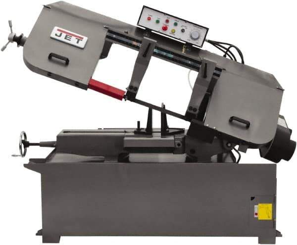 Jet - 13 x 21" Max Capacity, Semi-Automatic Variable Speed Pulley Horizontal Bandsaw - 80 to 260 SFPM Blade Speed, 230/460 Volts, 45°, 3 hp, 3 Phase - Exact Tool & Supply