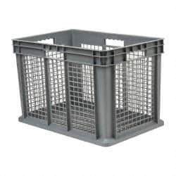 Akro-Mils - 3.55 Cu Ft, 45 Lb Load Capacity Gray Polyethylene Tote Container - Stacking, 23.3" Long x 15.8" Wide x 16.1" High - Exact Tool & Supply