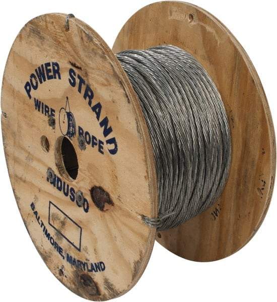 WorkSmart - 1/4" Diam, Aircraft Cable - 4,750 Lb Breaking Strength, 1 x 7 Single Strand - Exact Tool & Supply