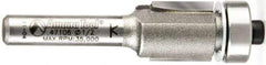 Amana Tool - 1/2" Cut Diam, 1/2" Length of Cut, 2 Flute Flush Trim Edge Profile Router Bit - Carbide-Tipped, 1/4" Shank Diam, 2-1/4" OAL, Uncoated - Exact Tool & Supply
