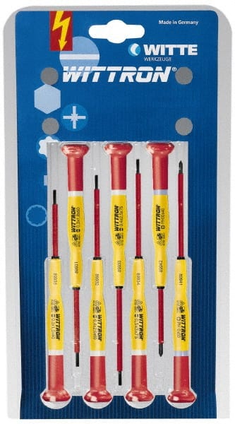 Witte - 7 Piece Phillips & Slotted Screwdriver Set - - Exact Tool & Supply
