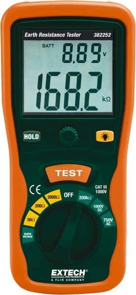 Extech - LCD Display Earth Ground Resistance Tester - AA Battery - Exact Tool & Supply