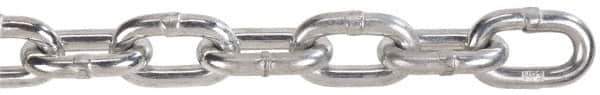 Peerless Chain - 92 Ft. Long, 1900 Lbs. Load Capacity, Carbon Steel Proof Coil Chain - 3 Grade, 1.269 Inch Inside Long x 0.469 Inch Inside Wide - Exact Tool & Supply