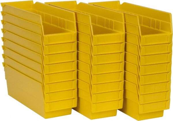 Akro-Mils - 11-5/8" Deep, Yellow Hopper Shelf Bin - 4" High x 4-1/8" Wide x 11-5/8" Long - Exact Tool & Supply