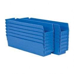 Akro-Mils - 17-7/8" Deep, Blue Hopper Shelf Bin - 4" High x 4-1/8" Wide x 17-7/8" Long - Exact Tool & Supply