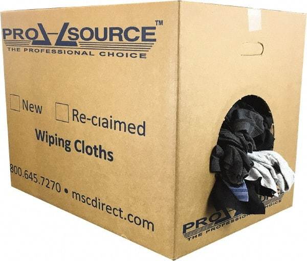 PRO-SOURCE - Reclaimed Cotton T-Shirt Rags - Assorted Colors, Polo, Low Lint, 50 Lbs. at 3 to 4 per Pound, Box - Exact Tool & Supply