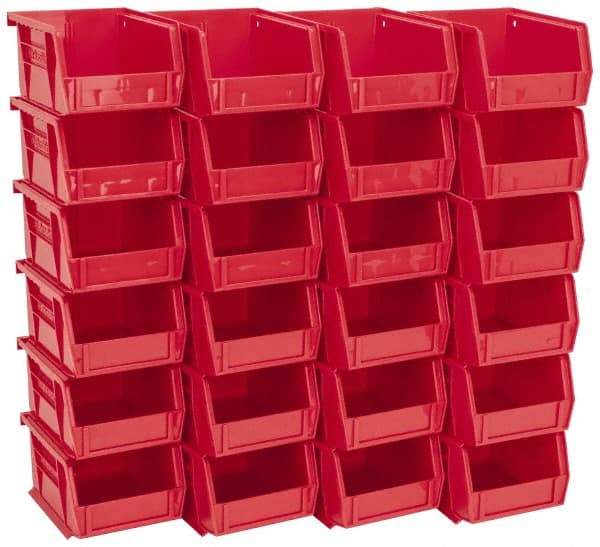 Akro-Mils - 10 Lb. Load Capacity, 5-3/8" Deep, Red Polymer Hopper Stacking Bin - 3" High x 4-1/8" Wide x 5-3/8" Long - Exact Tool & Supply