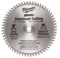 Milwaukee Tool - 8" Diam, 5/8" Arbor Hole Diam, 60 Tooth Wet & Dry Cut Saw Blade - Carbide-Tipped, Burr-Free & Smooth Action, Standard Round Arbor - Exact Tool & Supply