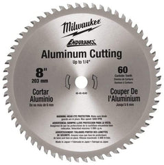 Milwaukee Tool - 8" Diam, 5/8" Arbor Hole Diam, 60 Tooth Wet & Dry Cut Saw Blade - Carbide-Tipped, Burr-Free & Smooth Action, Standard Round Arbor - Exact Tool & Supply