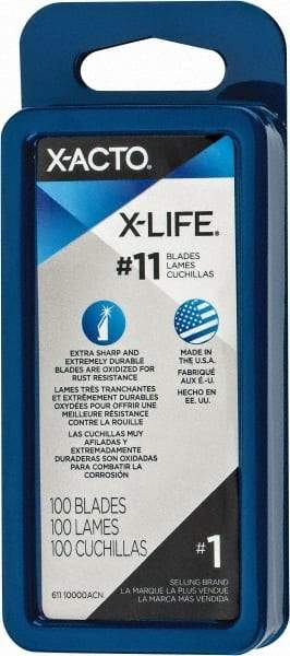 X-ACTO - 100 Piece Steel Hobby Blade - 1-19/32" OAL - Exact Tool & Supply