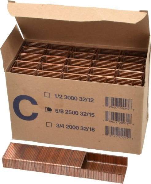 Made in USA - 1-1/4" Wide Carton Staples - 5/8" Leg Length - Exact Tool & Supply