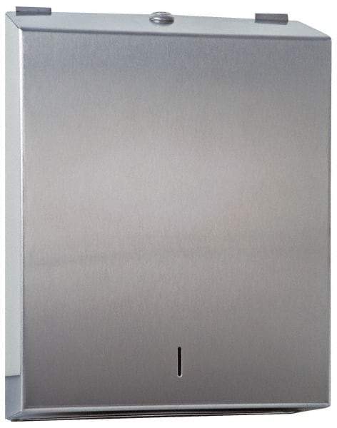 Made in USA - Manual, Stainless Steel Paper Towel Dispenser - 14-1/2" High x 11" Wide x 4" Deep, 2 Sleeves, Silver - Exact Tool & Supply