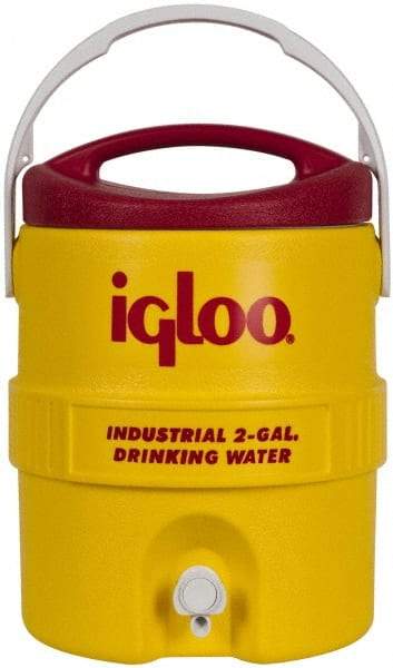 Igloo - 2 Gal Beverage Cooler - Plastic, Yellow/Red - Exact Tool & Supply