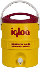Igloo - 2 Gal Beverage Cooler - Plastic, Yellow/Red - Exact Tool & Supply