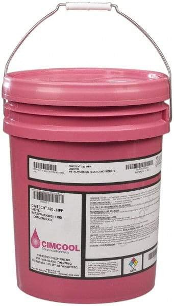 Cimcool - Cimtech 320-HFP, 5 Gal Pail Cutting & Grinding Fluid - Synthetic, For Boring, Drilling, Milling, Reaming, Tapping, Turning - Exact Tool & Supply