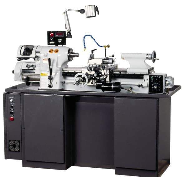Vectrax - 11" Swing, 18" Between Centers, 220 Volt, Triple Phase Toolroom Lathe - 3 hp, 4,000 Max RPM, 1-1/4" Bore Diam, 762mm Deep x 1,701.8mm High x 1,854.2mm Long - Exact Tool & Supply