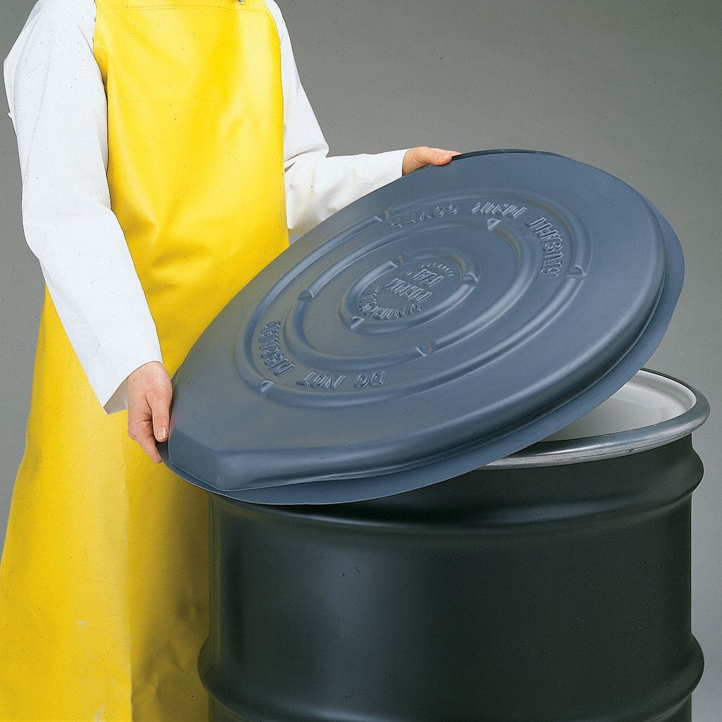 Polyethylene Drum Cover, Closed Head Snap-On Lid, Gray, Number of Openings 0, 19" Outside Dia.