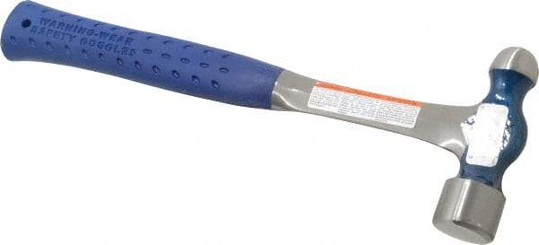 Estwing - 1 Lb Head Ball Pein Hammer - Steel Handle, 1-3/16" Face Diam, 13" OAL, Steel with Nylon-Vinyl Grip - Exact Tool & Supply