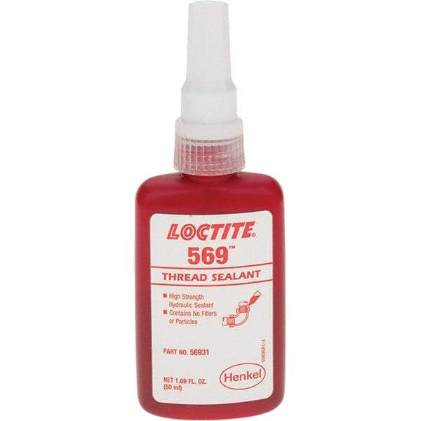 Loctite - 50 mL Bottle, Red Low Strength Threadlocker - Series 569 - Exact Tool & Supply