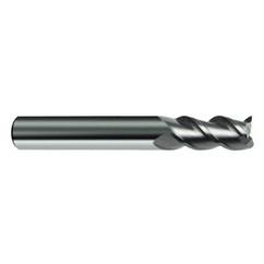 1/2" Dia. - 3" OAL - 45° Helix Bright Carbide End Mill - 3 FL - Exact Tool & Supply