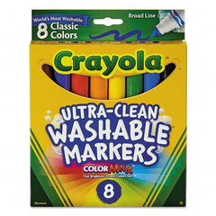 Crayola - Markers & Paintsticks Type: Washable Marker Color: Black; Blue; Brown; Green; Orange; Red; Violet; Yellow - Exact Tool & Supply