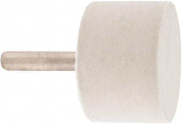 Value Collection - 1-1/2" Diam, 1/4" Shank Diam, Cylinder Shaped Mounted Bob - Hard Density, 1" Head Length, 2" Shank Length, Wool Felt - Exact Tool & Supply