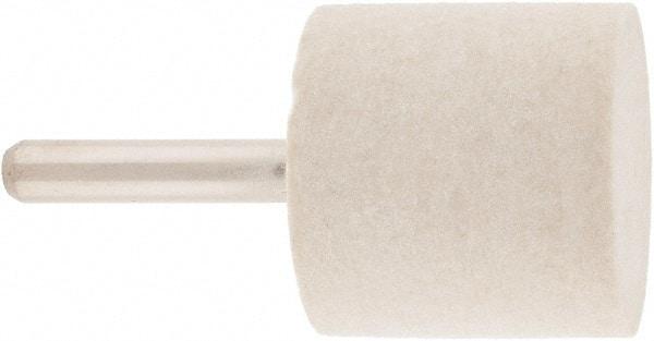 Value Collection - 1-1/4" Diam, 1/4" Shank Diam, Cylinder Shaped Mounted Bob - Rock Hard Density, 1-1/4" Head Length, 2" Shank Length, Wool Felt - Exact Tool & Supply