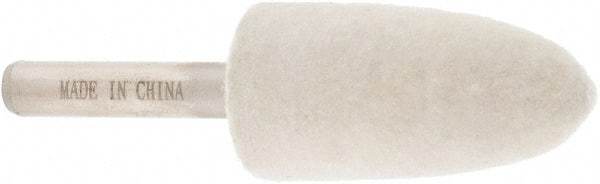 Value Collection - 3/4" Diam, 1/4" Shank Diam, Bullet Shaped Mounted Bob - Rock Hard Density, 1-1/2" Head Length, 2" Shank Length, Wool Felt - Exact Tool & Supply